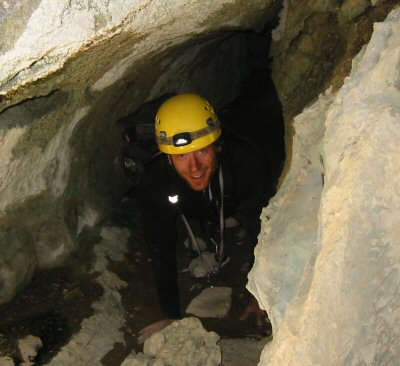 Euge coming out of the cave