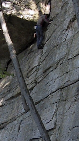 Unknown climber free soloing Horseman