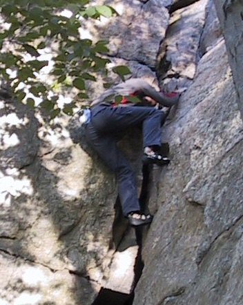 Unknown climber free soloing Horseman