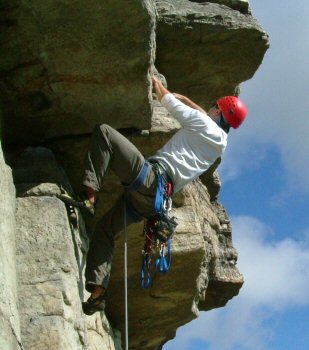 Jason pulling the famous crux